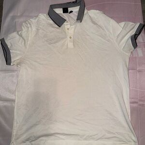 Hugo Boss White and Gray Casual Button Down Shirt